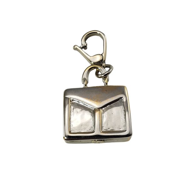 Vintage 18 Karat White Gold and Enamel Handbag Charm #11534 - Picture 5 of 7